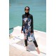 Mayo burkini Marina Black Women's Floral Patterned Design Hijab Swimsuit M2265