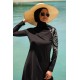 Mayo burkini Marina Women Black Pattern Detailed Design Hijab Swimsuit M2225