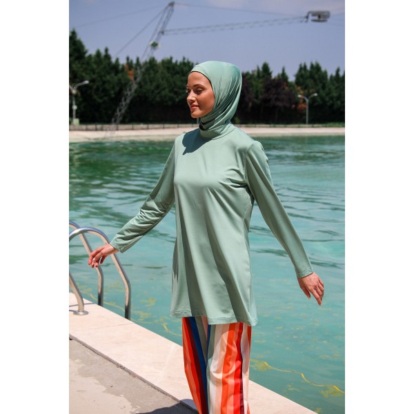 Mayo burkini Marina Mold Green Women's Line Pattern Design Hijab Swimsuit M2227