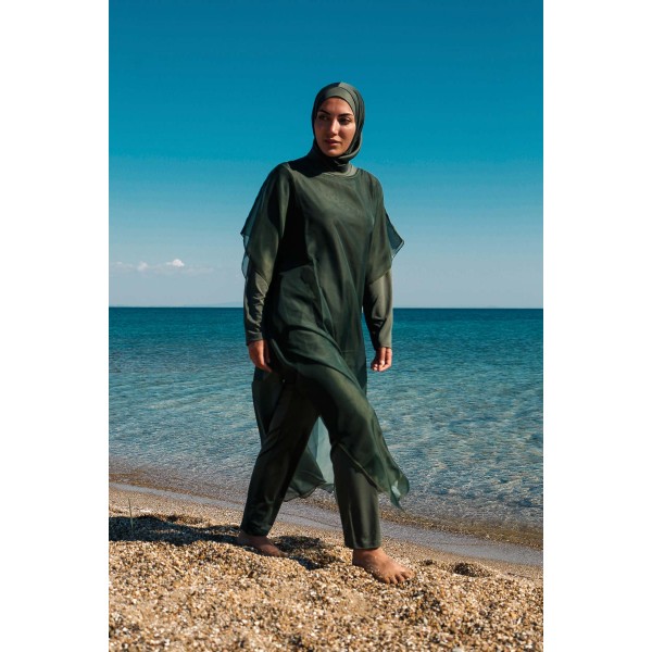 burkini cover Marina Hijab Swimsuit Over Kaftan Kimono Pareo P2202-Khaki