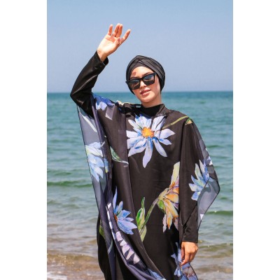 burkini cover Marina Hijab Swimwear Floral Patterned Kaftan Kimono Pareo P2105 burkini cover Marina Hijab Swimwear Floral Patterned Kaftan Kimono Pareo P2105