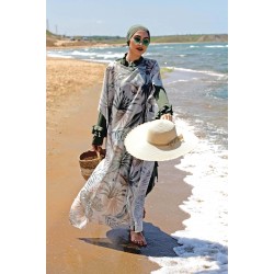 burkini cover Marina Hijab Swimwear Leaf Patterned Kaftan Kimono Pareo P2101 burkini cover Marina Hijab Swimwear Leaf Patterned Kaftan Kimono Pareo P2101