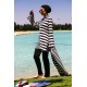 Mayo burkini Marina Black and White Striped Design Fully Covered Hijab Swimsuit 1951