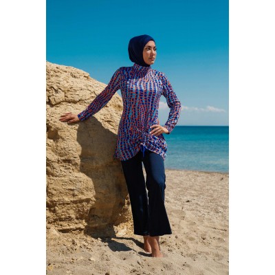 Rivamera مايوه بوركيني  سباحة حجاب مزينة بنقشة R1104 Rivamera مايوه بوركيني  سباحة حجاب مزينة بنقشة R1104