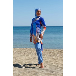Rivamera مايوه بوركيني للمحجبات مزينة بنقشة الفيروز R1109 Rivamera مايوه بوركيني للمحجبات مزينة بنقشة الفيروز R1109