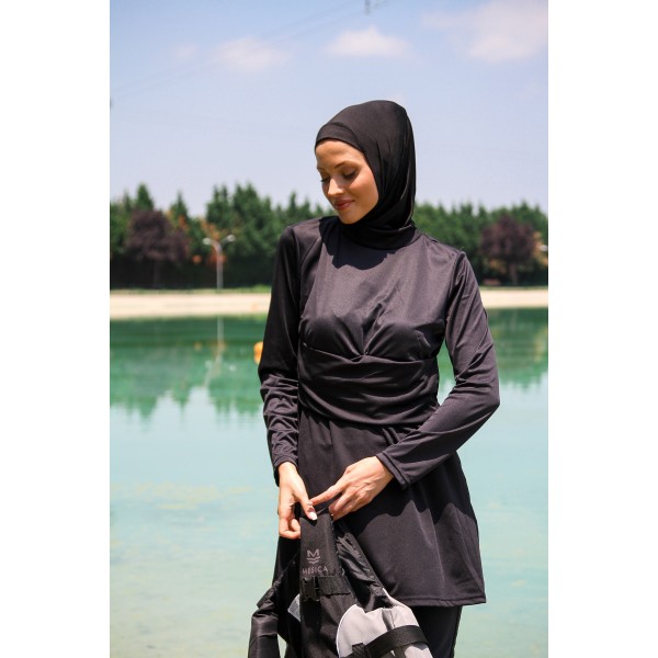 Mayo burkini Rivamera Black Minimal Design Hijab Swimsuit R1118