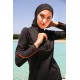 Mayo burkini  Rivamera Women's Black Stripe Detailed Design Hijab Swimsuit R1122