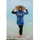 Mayo burkini Rivamera Black Pattern Detailed Hijab Swimsuit R1103