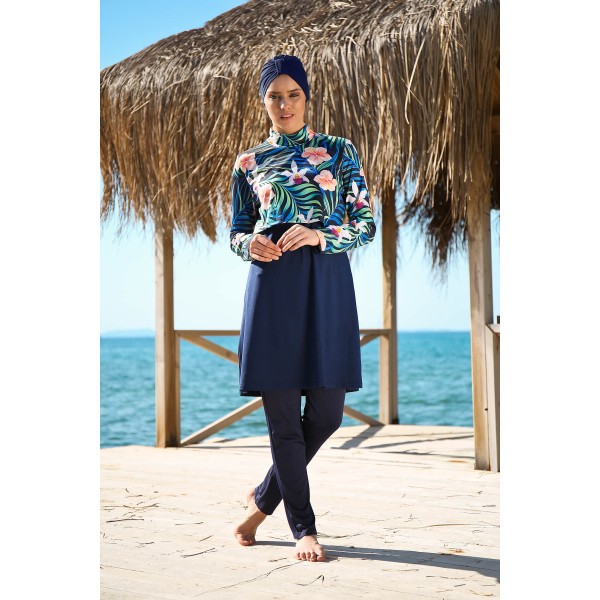 Mayo burkini Marina Swimsuit Hijab Swimsuit 1971-Navy Blue