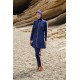 Mayo burkini Marina Navy Blue Women's Zipper Detailed Patterned Design Hijab Swimsuit M2270