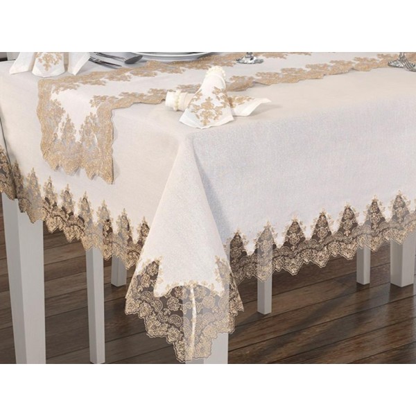 Luxury tablecloth Buda Linen Tablecloth Set 26 Pieces Cream Copper