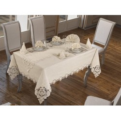Luxury tablecloth Miray Table Cloth 160x260 Cm 26 Pieces Cream