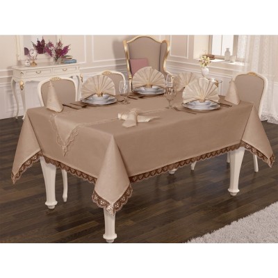 Luxury tablecloth Carisma Tablecloth Set Cappuccino for 12 Persons Luxury tablecloth Carisma Tablecloth Set Cappuccino for 12 Persons