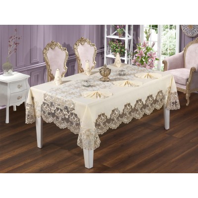 Luxury tablecloth French Guipure Masal Lace Dinnerware - 25 Pieces Luxury tablecloth French Guipure Masal Lace Dinnerware - 25 Pieces