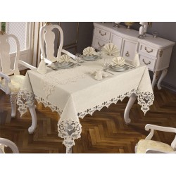 Luxury tablecloth Duru Table Cloth 26 Piece Cream