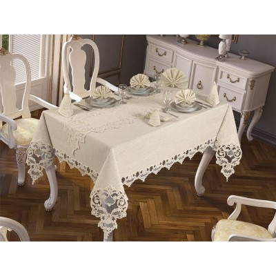Luxury tablecloth Duru Table Cloth 26 Piece Cream Luxury tablecloth Duru Table Cloth 26 Piece Cream