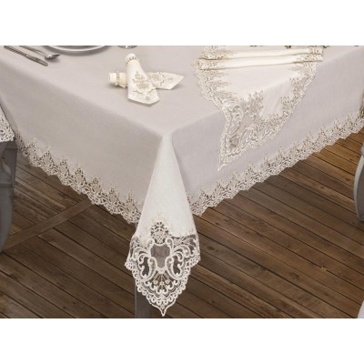 Luxury tablecloth  Sumbul Table Cloth 26 Pieces Cream Luxury tablecloth  Sumbul Table Cloth 26 Pieces Cream