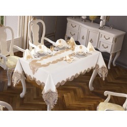 Luxury tablecloth Verna Table Cloth 160x260 Cm 26 Pieces Cream Gold