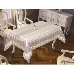 Luxury tablecloth Versace Jacquard Tablecloth Cream 160x220 Cm