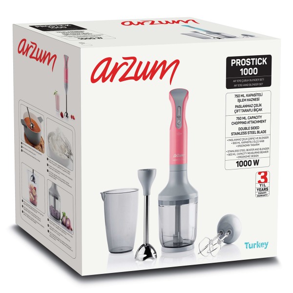 AR1016 Prostick 1000 Hand Blender Set - Coral