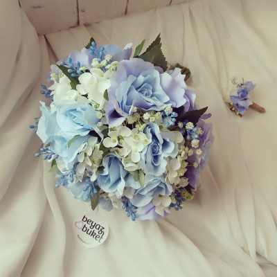 Wedding Bouquet Blue Hydrangea Rose Bride Bridal Flower Wedding Bouquet Blue Hydrangea Rose Bride Bridal Flower