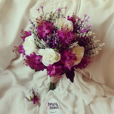 Wedding Bouquet Purple Lilac White Rose Bridal Flower Wedding Bouquet Purple Lilac White Rose Bridal Flower