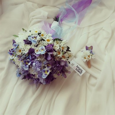 Wedding Bouquet Blue Purple Bridal Flower (Bouquet) Wedding Bouquet Blue Purple Bridal Flower (Bouquet)