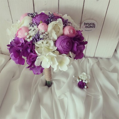 Wedding Bouquet Purple White Erengul Hydrangea Bridal Flower Bouquet Wedding Bouquet Purple White Erengul Hydrangea Bridal Flower Bouquet